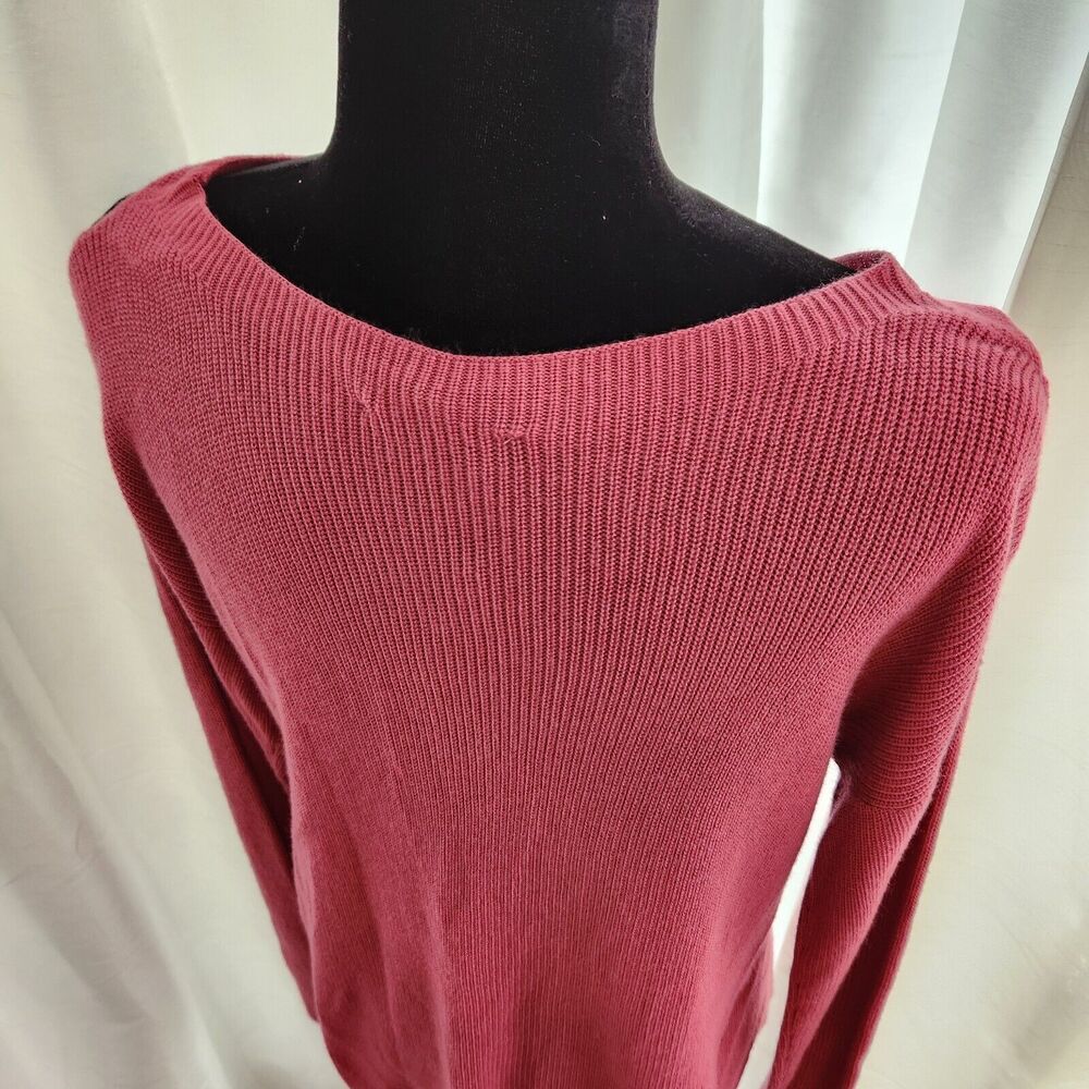 New Express Cold Shoulder Sweater Womens Medium Pink Ribbed Lightweight Soft - Picture 7 of 10